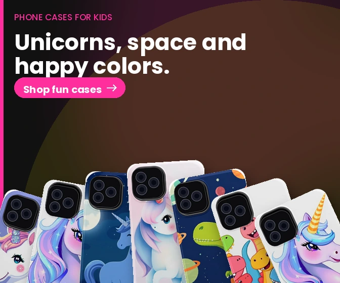 PhoneCasesForKids: Drop-proof, kid-approved cases in 60 fun designs.